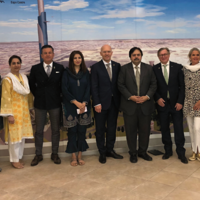 Bavarian Business Delegation to Pakistan, April 2019. Meeting with Zia-ul-Mustafa, Chief Financial Officer and Business Administrator, Pakistan Expo Center: Suhail Anjum, Manager MIS, Farhat Rafi, Manager Sales and Business Development, Zia-ul-Mustafa, Chief Financial Officer and Business Administrator, Pakistan Expo Centres and Mafaz Ahsan, Punjab Board of Investment & Trade with business delegation
