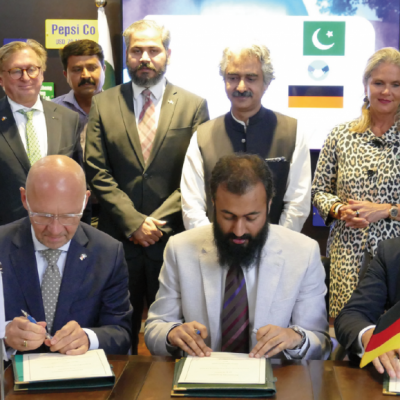 Bavarian Business Delegation to Pakistan, April 2019. Meeting Jahanzeb Burana, Chief Executive Officer, Punjab Board of Investment and Trade (PBIT) Philomena Poetis, MD, Munich Members, Dr. Michael Kerkloh, CEO, Munich Airport, Klaus Dittrich, CEO, Messe Muenchen (Munich Trade Fair), Honorary Consul Dr. Pantelis Christian Poetis, CEO, POWERGROUP, Patricia Poetis, MD, Life Fund Equity Invest